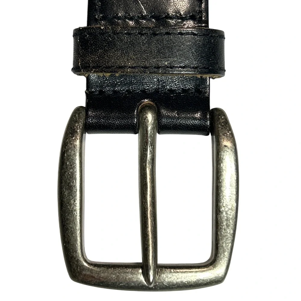 Cherokee Black Braided Genuine Woven Leather Silver Buckle Belt Size XXL 44-48